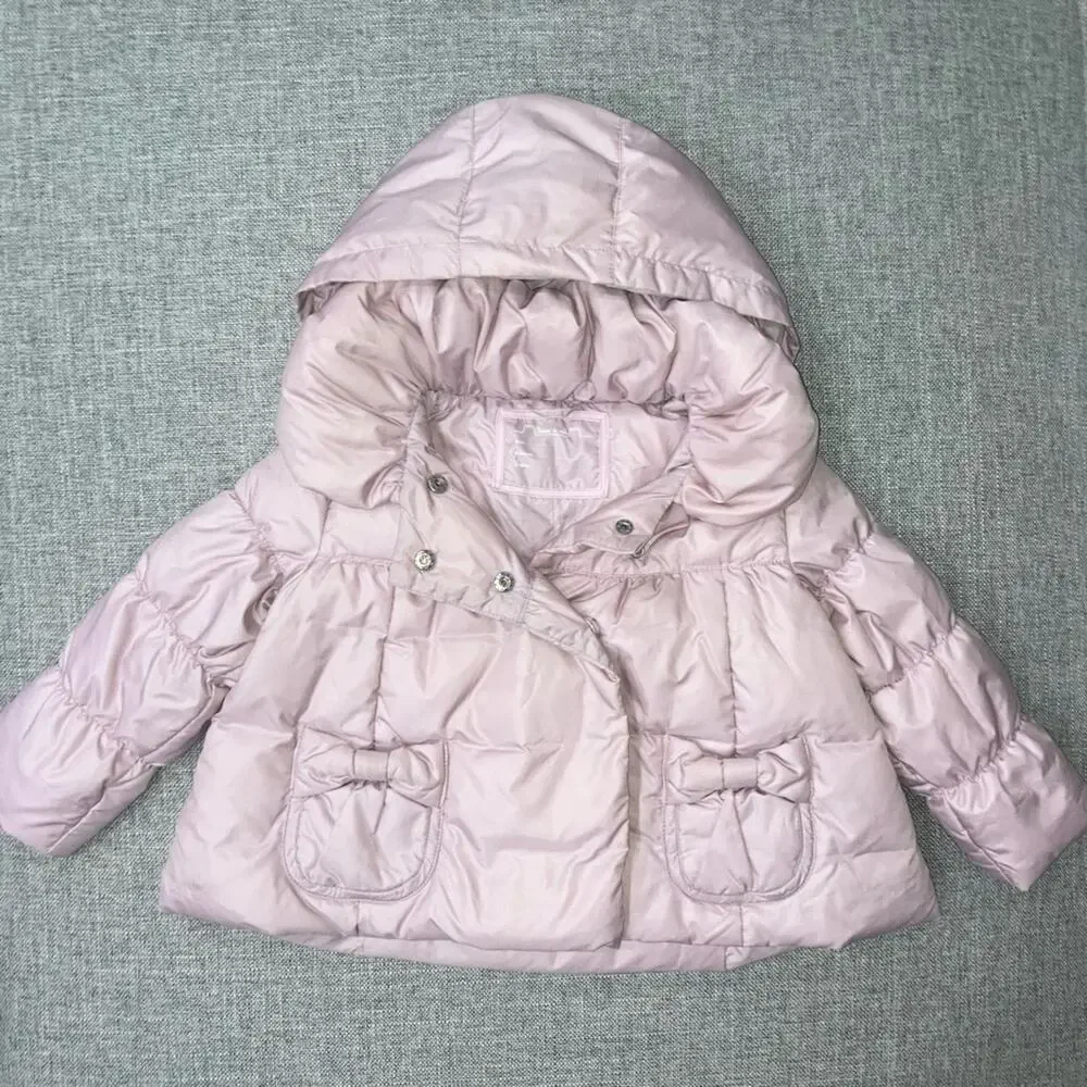 Chateau de Sable 24m pink down/feather puffer jacket VGUC